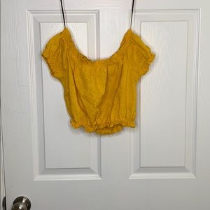 Yellow Off the Shoulder Crop Top